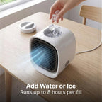 Add water or ice — runs up to 8 hours per fill