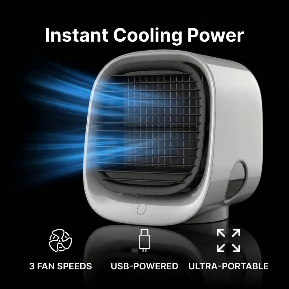 Instant cooling power — 3 fan speeds, USB powered, ultra portable
